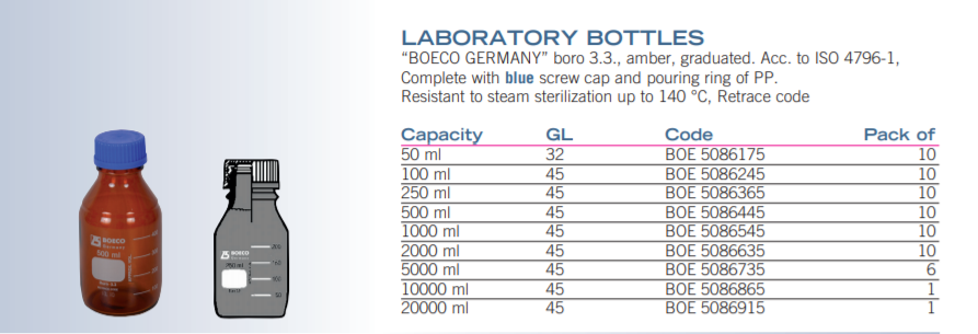 實(shí)驗(yàn)室瓶，琥珀色